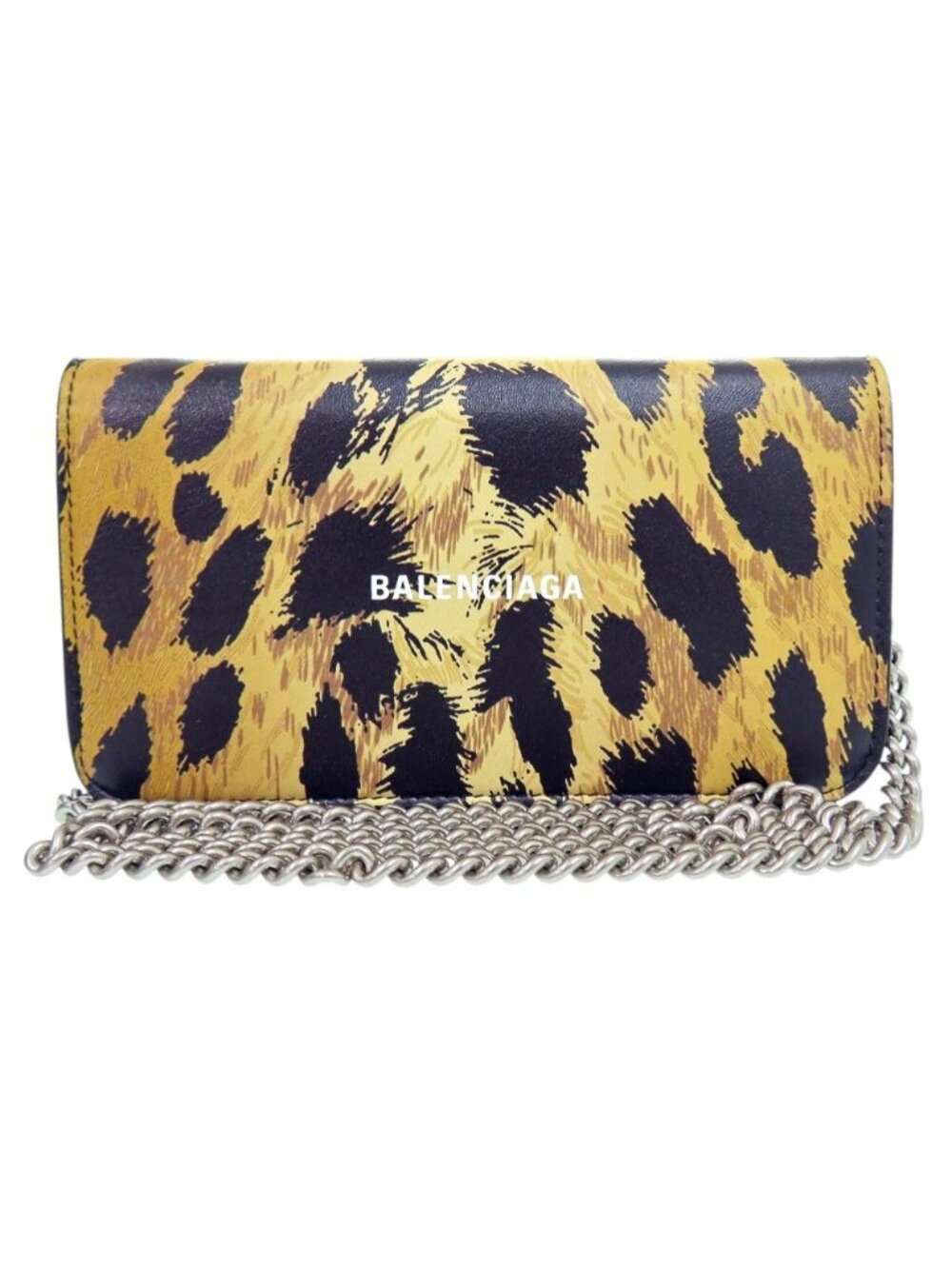 Balenciaga Chain Shoulder Bag Leopard Leather - Picture 1 of 8